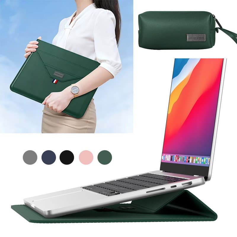 Mochila para notebook de alta qualidade, couro, 13 a 16 polegadas, com suporte e bolsa para carregador