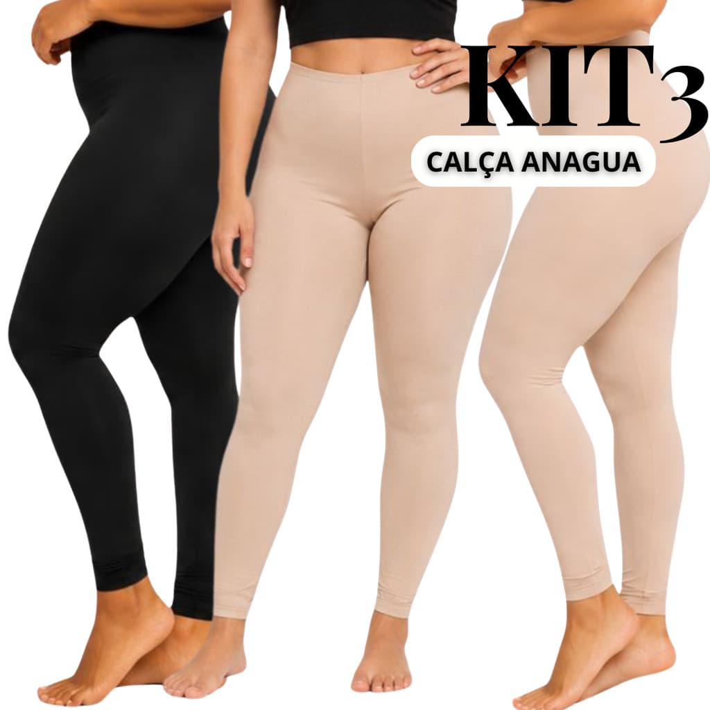 KIT 3 Calça Anágua Segunda Pele Para o Frio Não Marca Tira Transparência Feminina