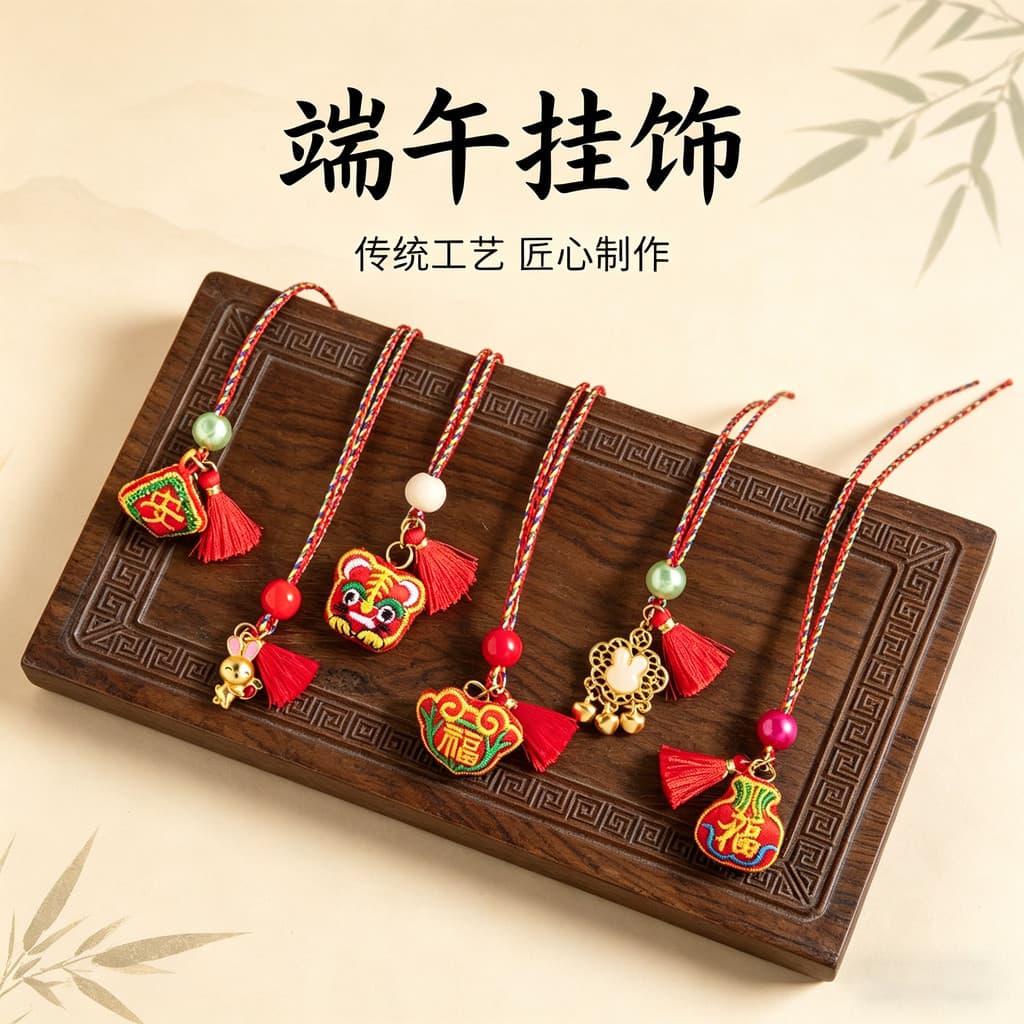 Zongzi pingente dragão barco Festival corda multicolorida pendurado pescoço crianças artesanal diy tecido saquinho saco