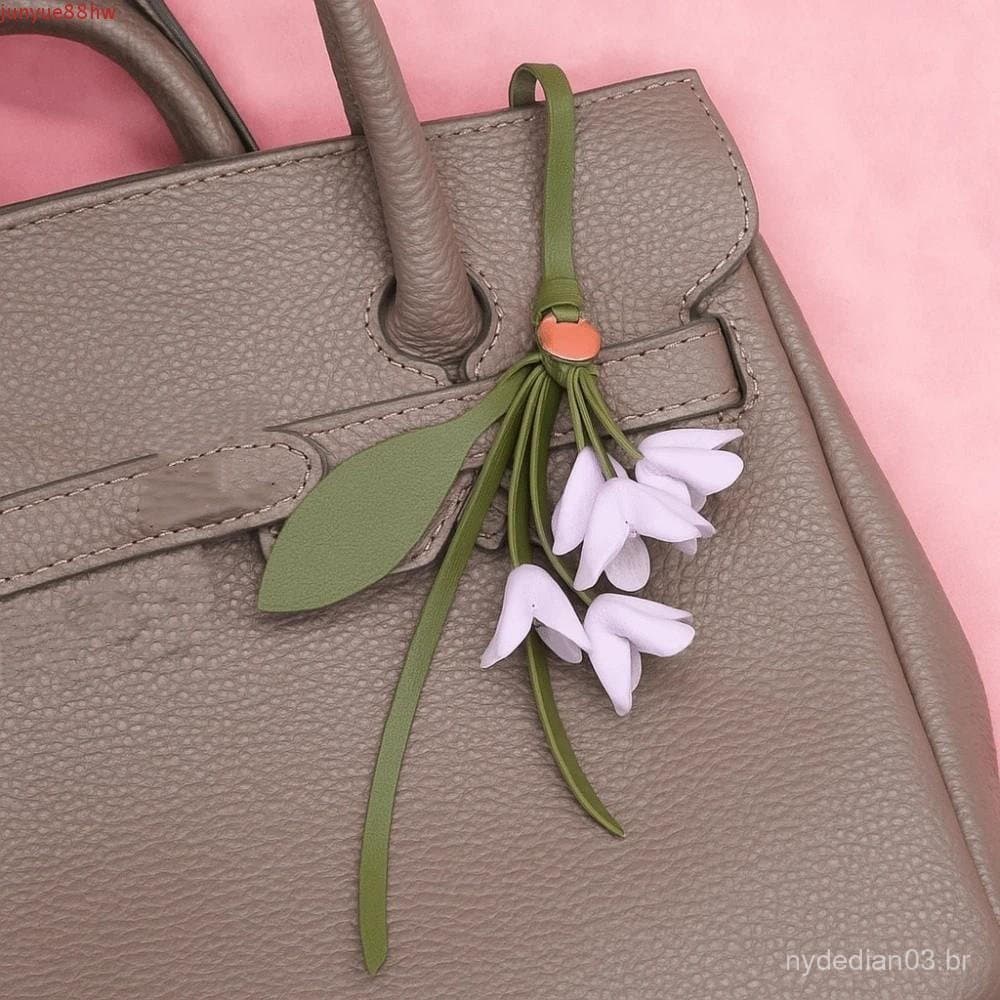 JUNYUE Chaveiro De Couro , Carro Feito À Mão Flor Pingente Pu , Cabide De Desenho Animado Bolsa De Moda