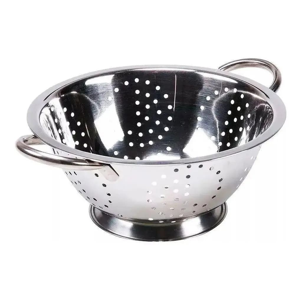 Escorredor De Macarrão Legumes e Massa Inox 24cm Alças Reforçadas Cozinha Moderna Utensílio Gourmet