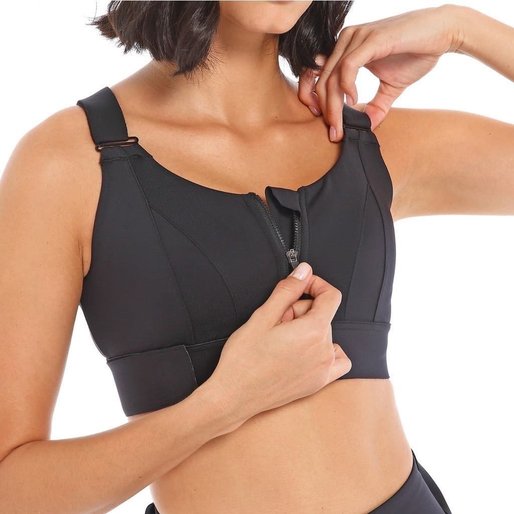 Top de alto suporte/sutiã esportivo/à prova de choque; colete de yoga com zíper frontal e alças ajustáveis, adequado par