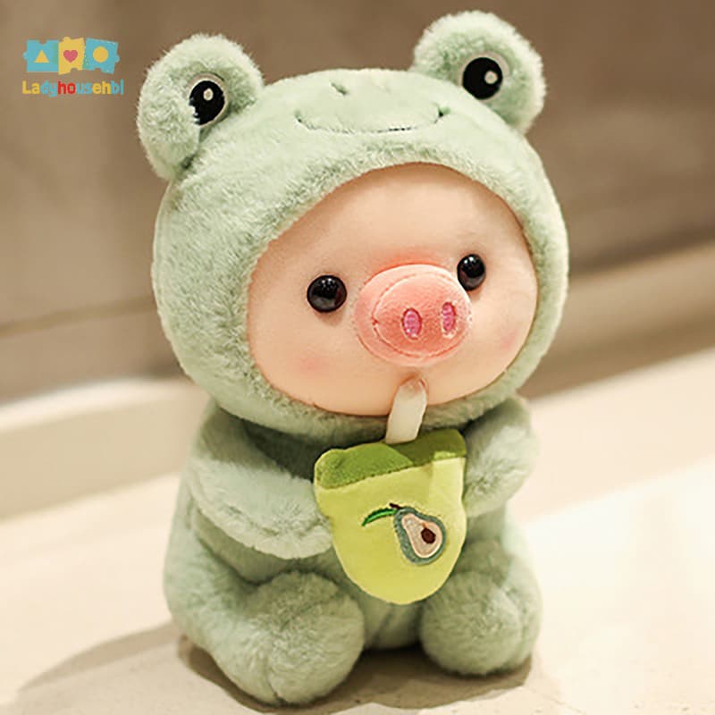 LAHG > Brinquedos De Pelúcia De Porco Com Bolha De Chá Leite Macio Plushie Almofada Para Crianças Menino Menina Aniversá