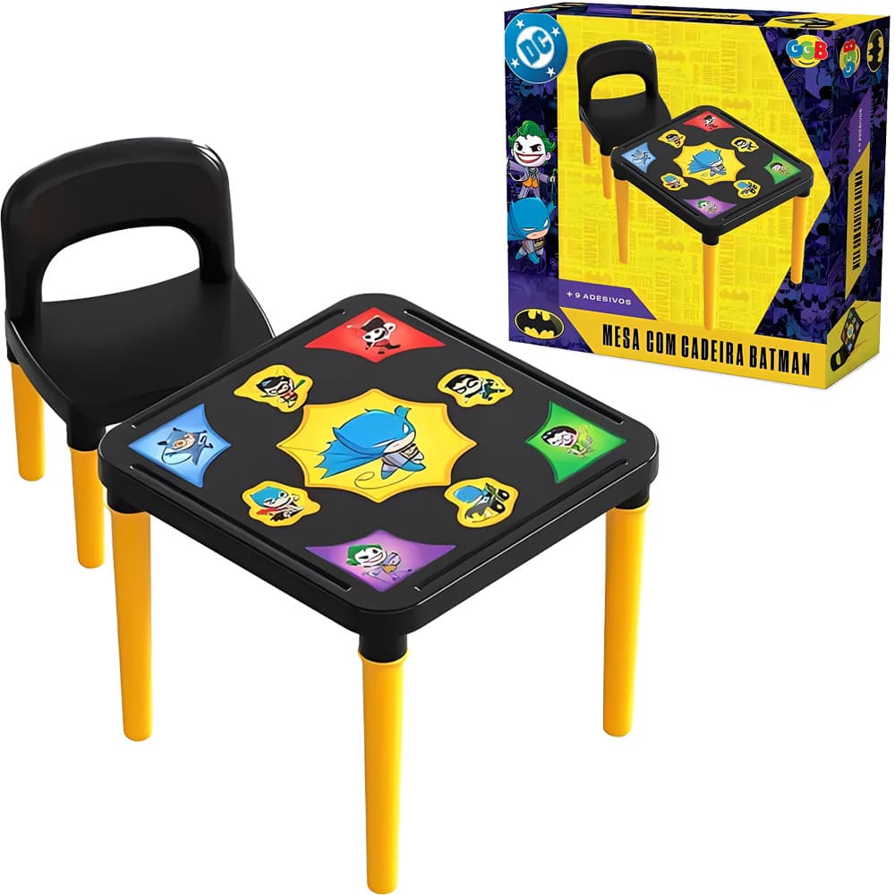 Mesa Infantil Com Cadeira Batman Adesivos Superdivertidos