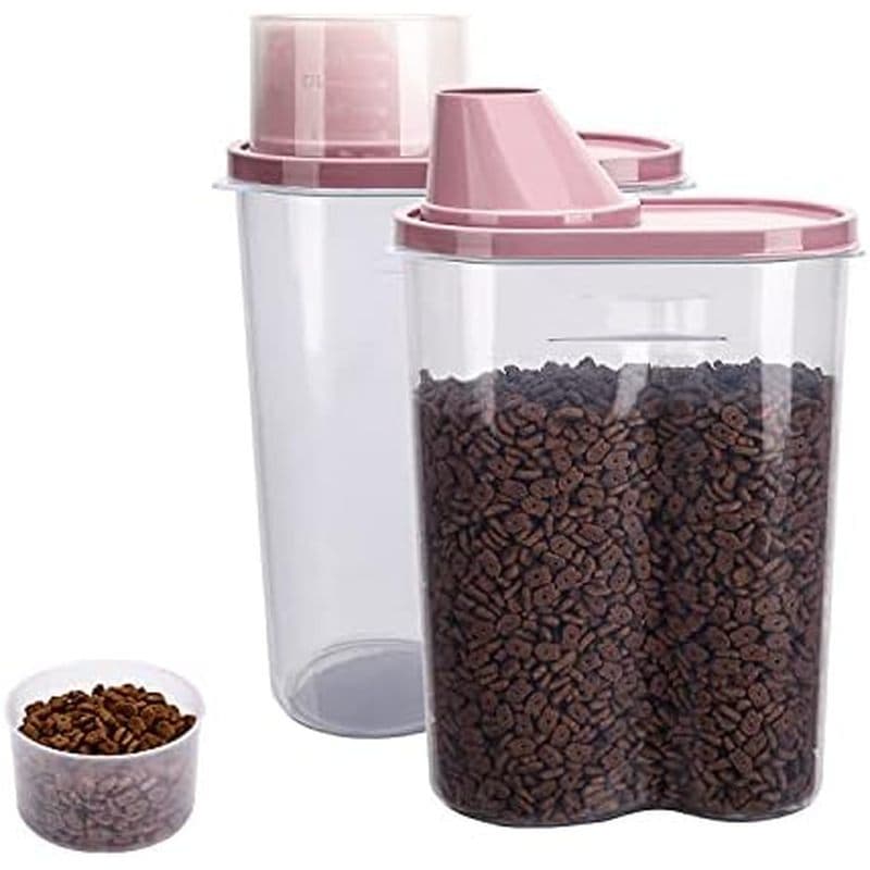 Recipiente De Armazenamento De Alimentos Para Animais De Estimação De 2 Lb/2.5L Com Copo Medidor , Tampas De Latas E Tig