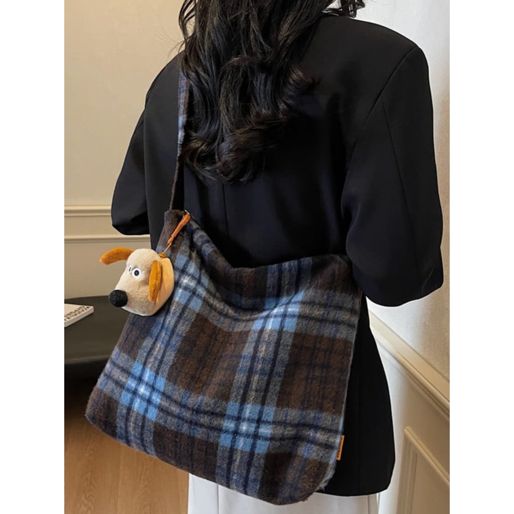 Merad Retro xadrez bolsa de grande capacidade feminina 2026 novo estilo na moda coreano sacola All-Match Casual saco do