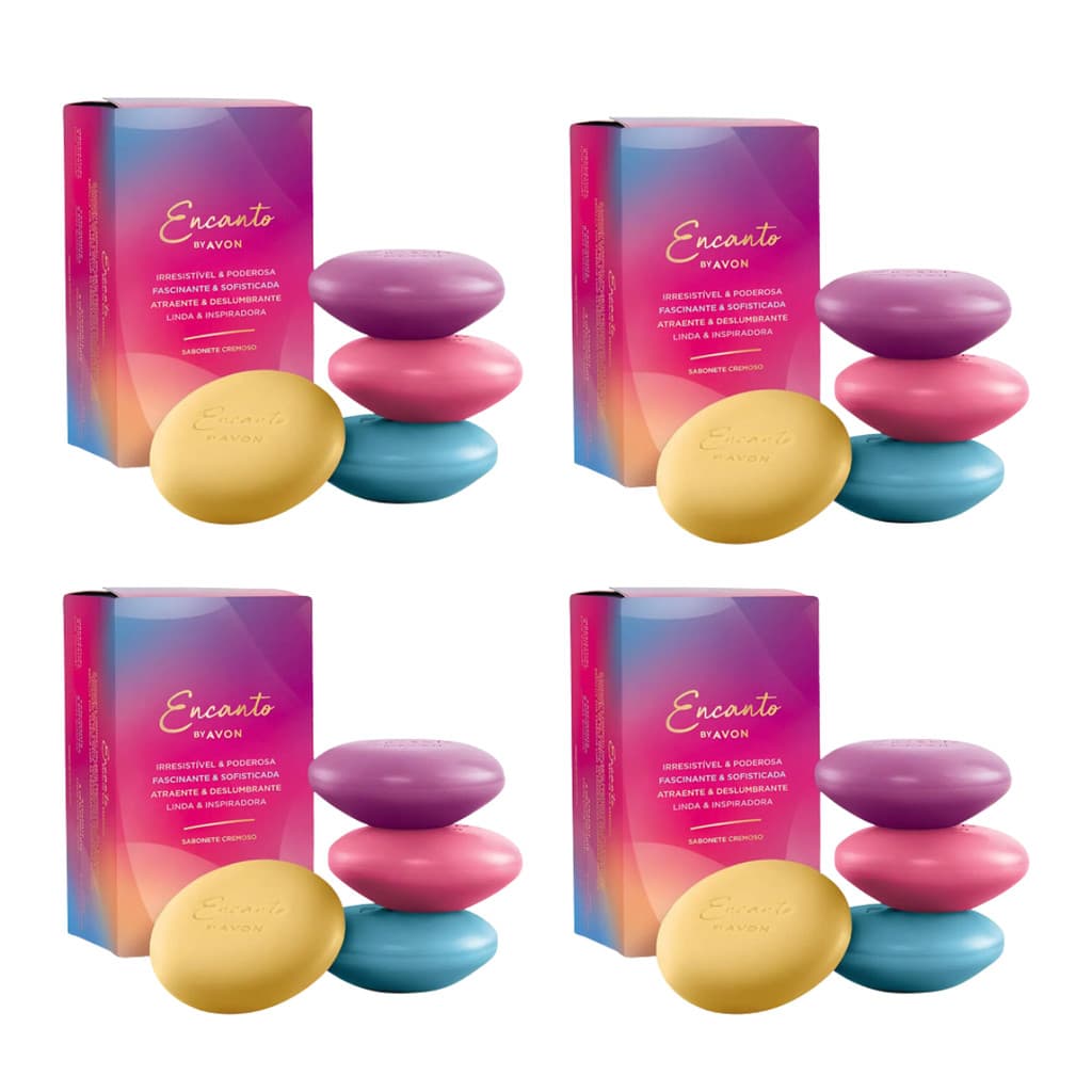 Kit 4 Caixas Sabonete Barra Mix Encanto 4un 80g Avon