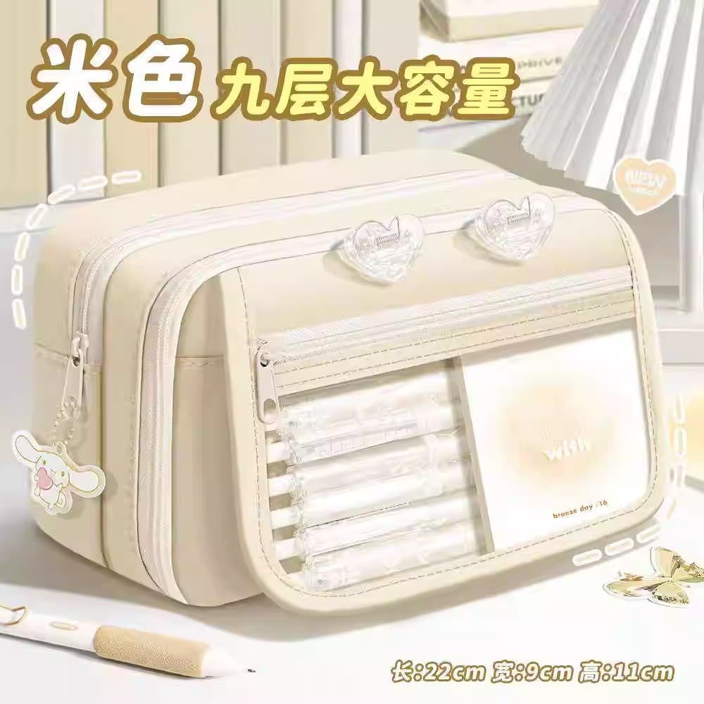 Estojo de lápis de 9 camadas Bolsa de papelaria de grande capacidade e alto valor estilo ins Presente de dia das criança