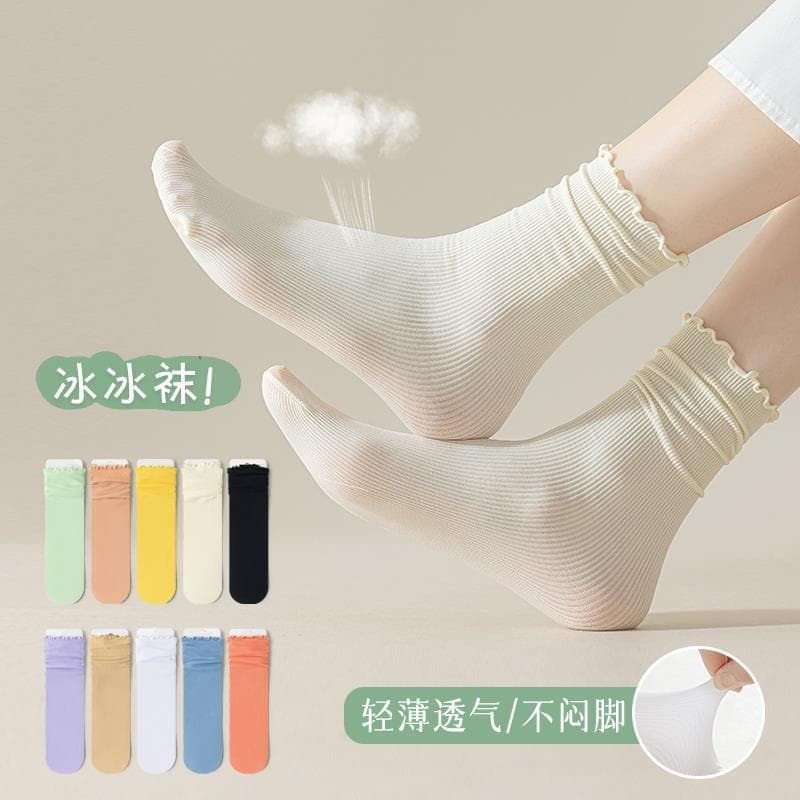 Crianças meias de verão gelo meias meninas meias meninas verão estilo fino bolha meias de gelo branco meias de tubo médi