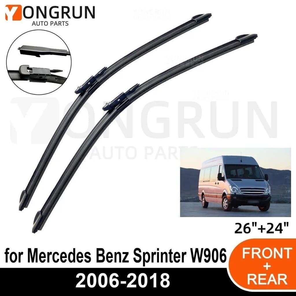 Limpadores Dianteiros Para Mercedes Benz Sprinter W906 2006-2018 Lâmina De Limpador De Borracha 26 " + 24 " Pára-Brisa D