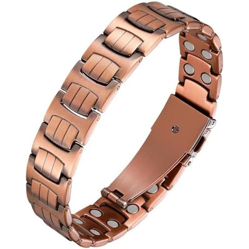 Pulseira De Cruz De Cobre Feraco Para Homens , Terapia Magnética Com 46 Ímãs-99.99 % Puro