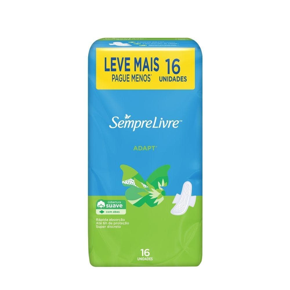 Absorvente Externo Sempre Livre Adapt Com Abas Suave 16 Unidades