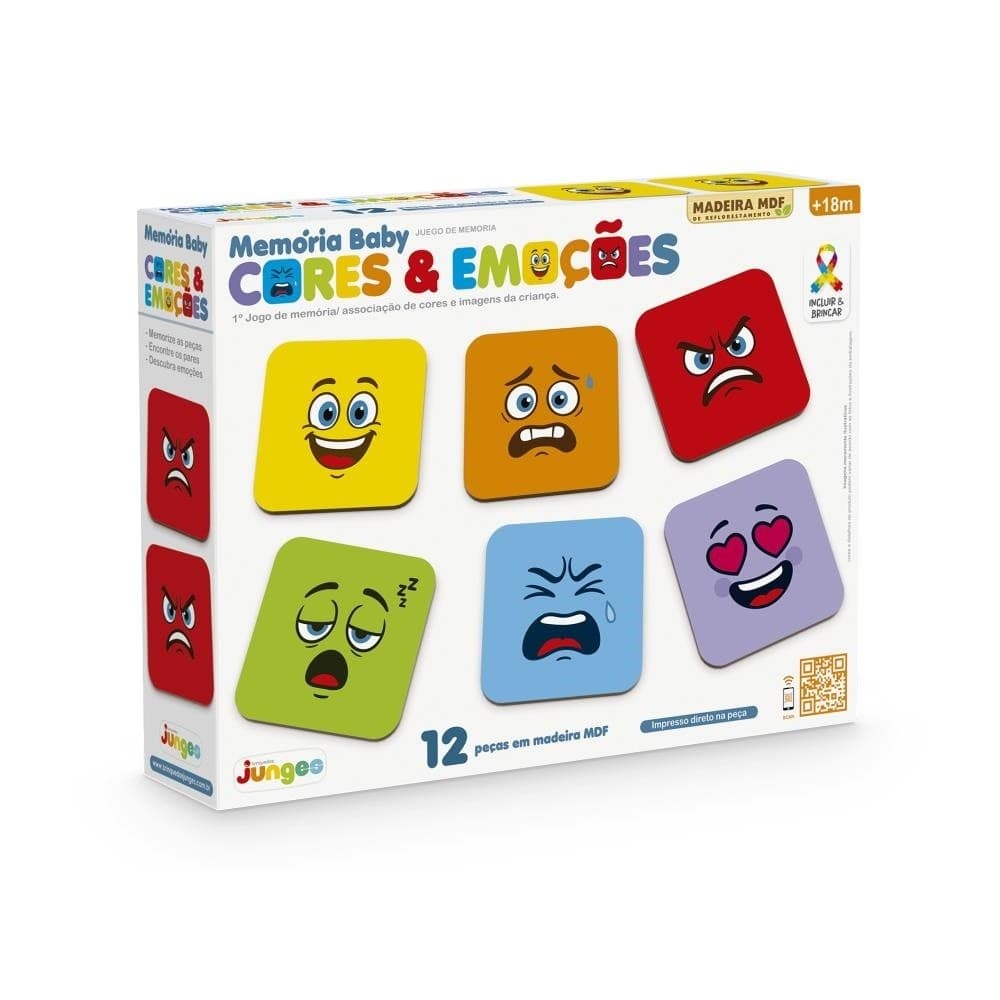Memória Baby Cores e Emoções - Junges Mdf Brinquedo Lúdico Educativo