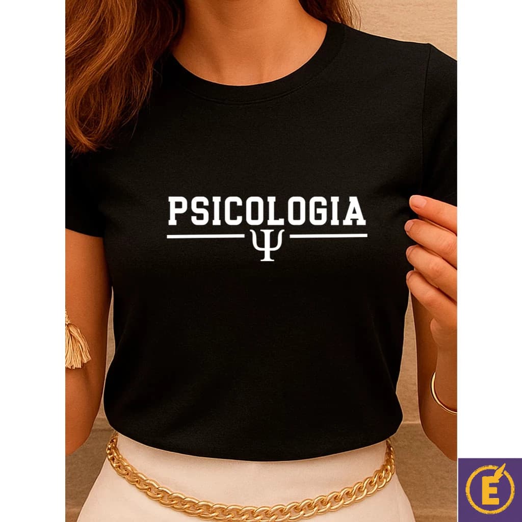 Blusa Feminina Psicologia Baby Look Estampada Faculdade com Brasão Profissão 100% Algodão