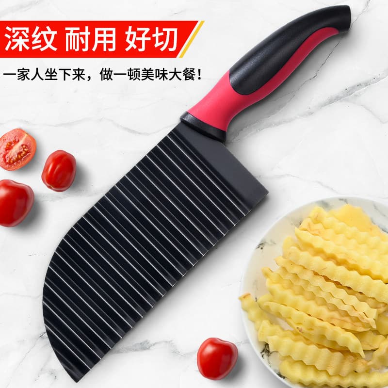 Faca de batata com dente de lobo, faca afiada para cozinha doméstica, aço inoxidável, corte extravagante, batatas fritas