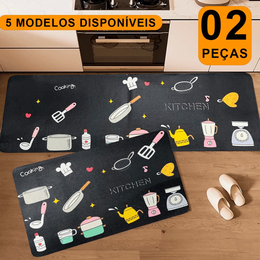 Kit 2 Tapetes de Cozinha Passadeira Emborrachada Para Cozinha tapete Antiderrapante