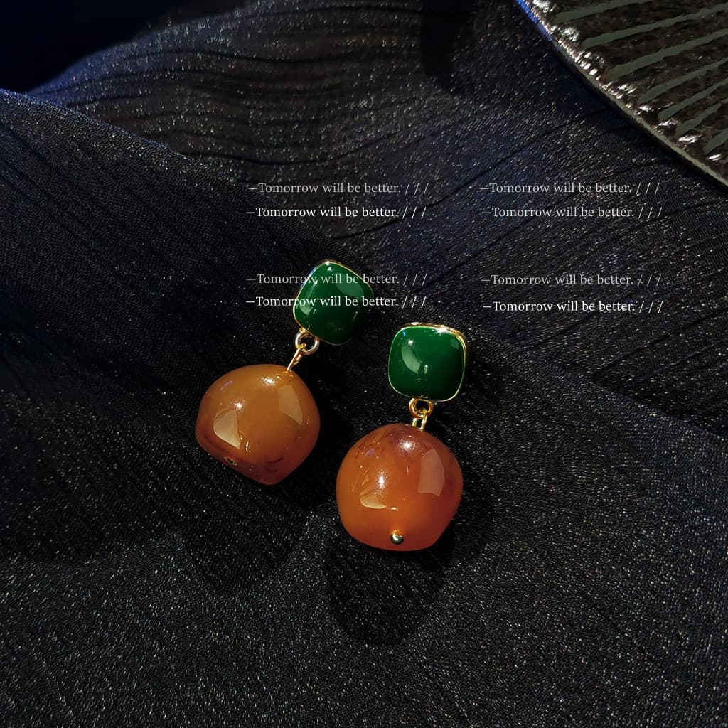Retro mancha resina óleo gotejamento brincos feminino japonês coreano nicho estilo coreano brincos Design sentir elegant
