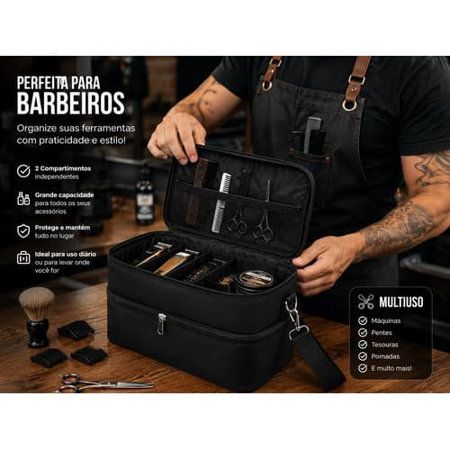 Bolsa Barbeiro Porta Máquina Tesoura Acessórios Profissional