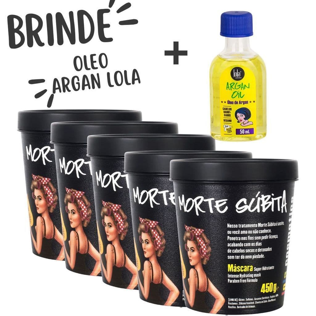Kit Lola Cosmetics – 5 Máscaras Morte Súbita + Brinde Exclusivo Óleo de Argan Lola