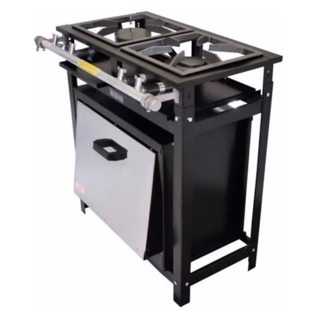 Fogão Industrial 2 Bocas Com Forno 60 Litros Cristal Aço 30x30 Baixa Pressão