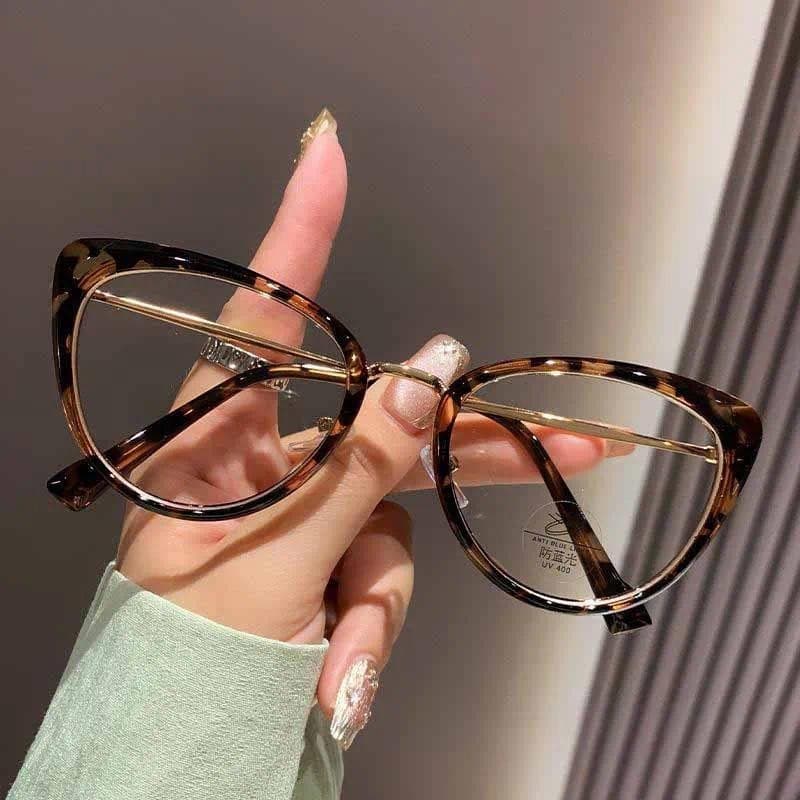 Novos Óculos de Grau com Lentes Planas Anti-Luz Azul Estilo Olho de Gato da Moda CVJI