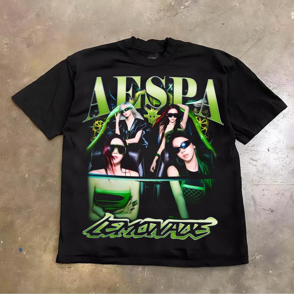 Camiseta Masculina Feminina Estampa aespa "Lemonade" Bootleg K-pop T-shirt Unissex Streetwear Envio Imediato