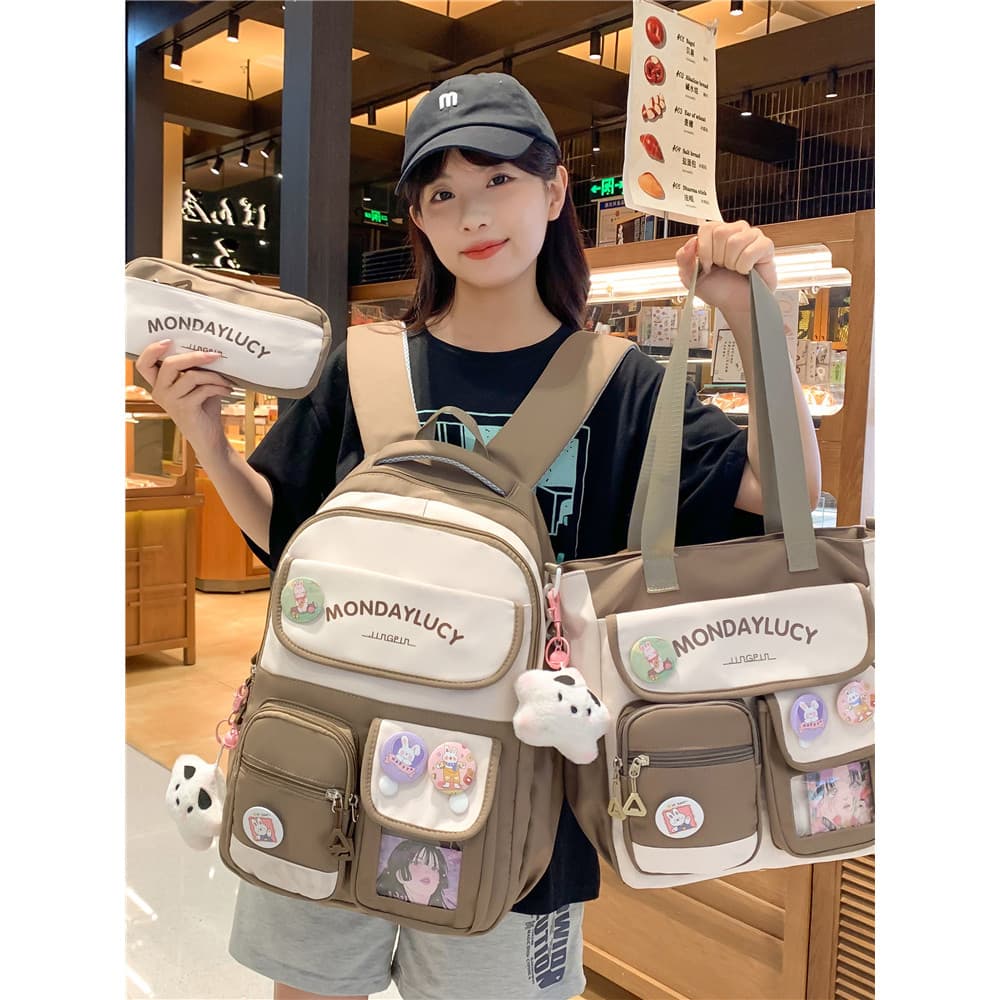 Mochila escolar para meninas do ensino médio, mochila para estudantes do ensino fundamental, grande capacidade, reduz a
