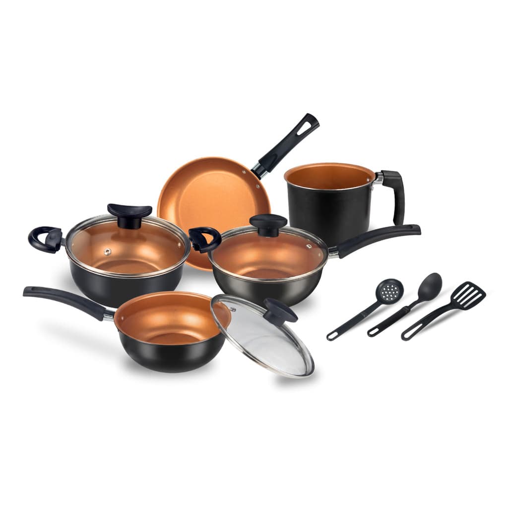 Kit Jogo De Panelas Brasilia 8 Peças Antiaderente Teflon