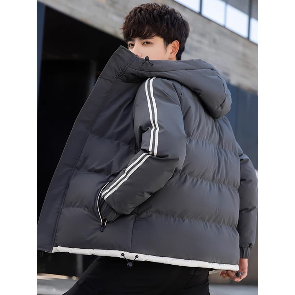 Forro de lã jaqueta acolchoada de algodão espessada masculina inverno com capuz quente à prova de frio jaqueta acolchoad