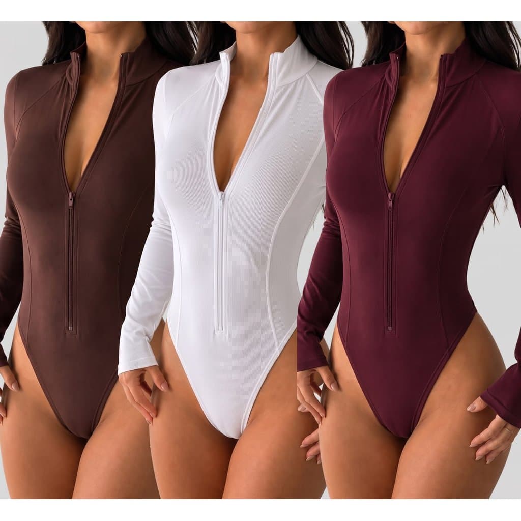 Body Gola alta Segunda Pele Térmico Inverno Super Quentinho Não Marca Macio Premium Com Zíper Body