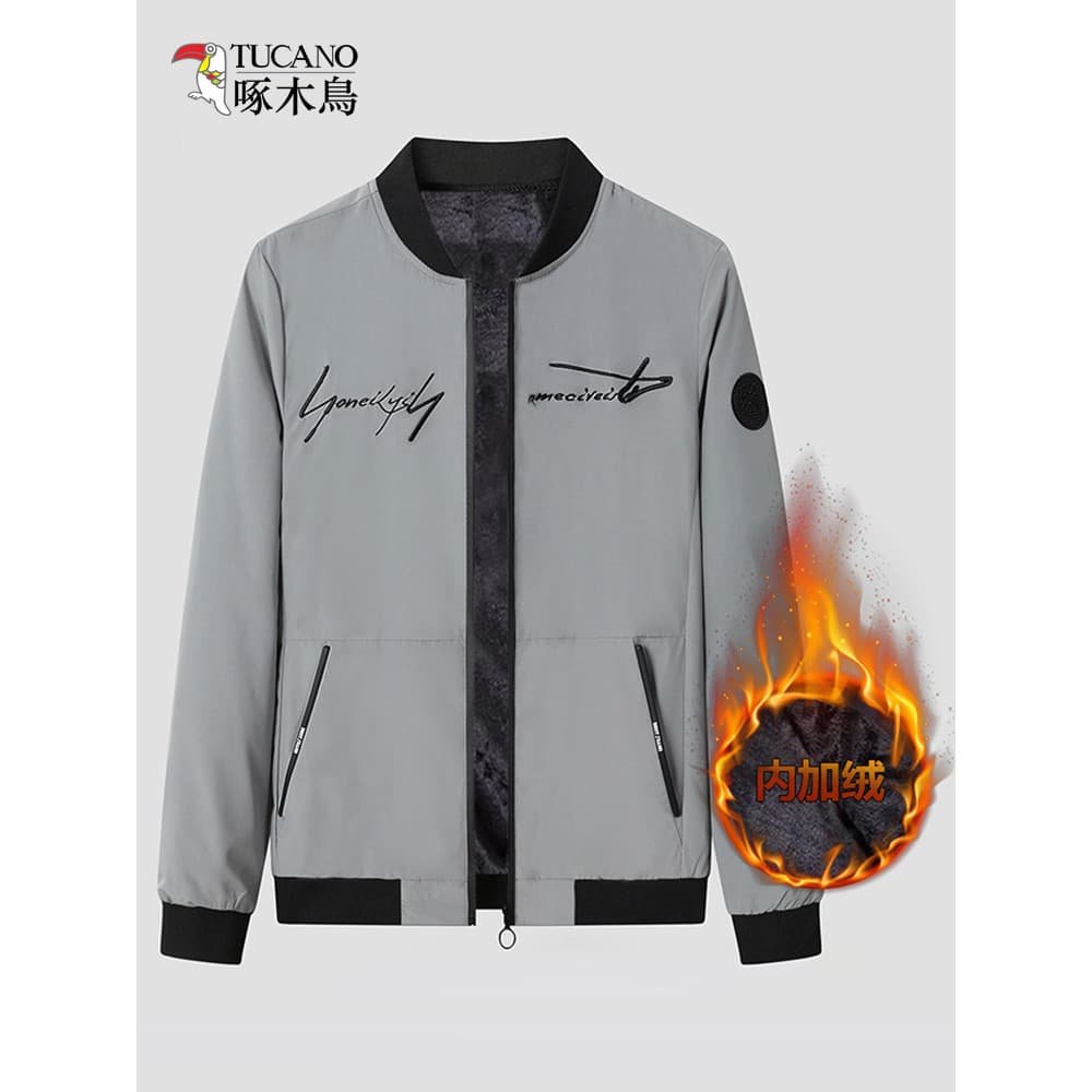 Woodpecker inverno forro de lã jaqueta masculina solta Casual esportes uniforme de beisebol primavera outono bordado Sta