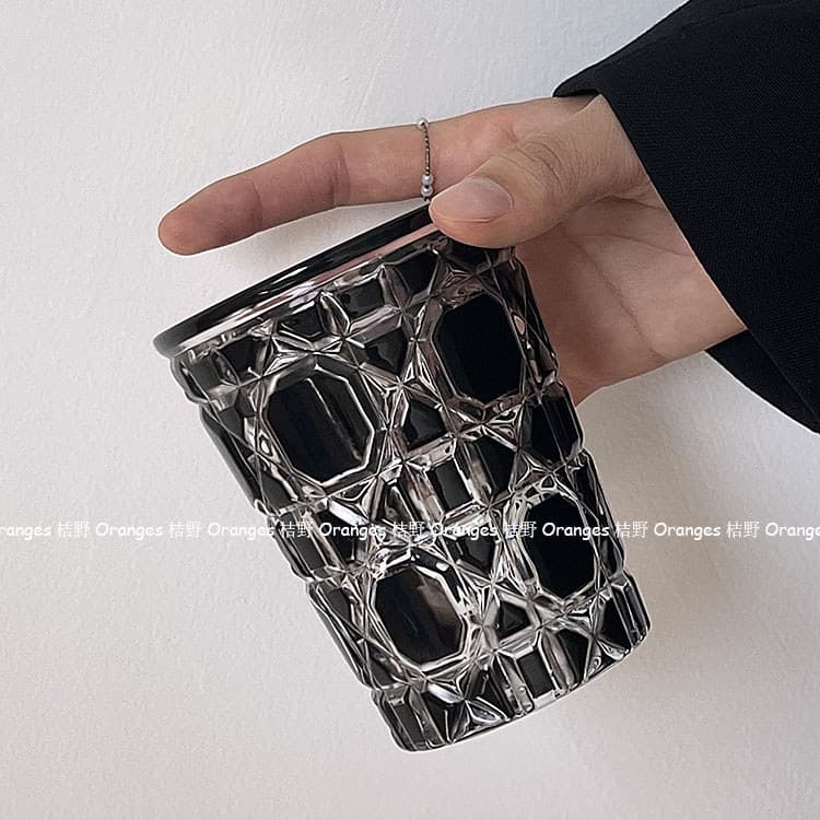 Laranjas luz estilo luxo diamante preto Gem copo de vidro ins casa copo de água suco copo de café copo de cristal
