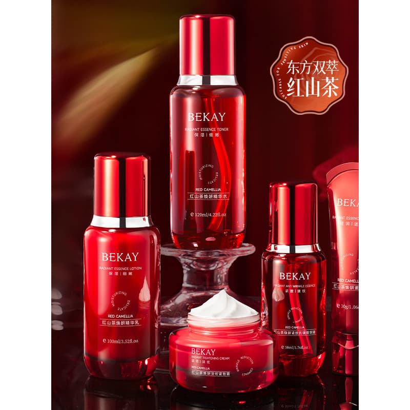Conjunto de produtos de cuidados com a pele de camélia vermelha francesa hidratante hidratante Anti-rugas clareamento il