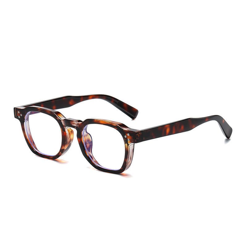 Moda Vintage Rebite Oval Óculos Feminino Masculino Leopardo Anti Luz Azul Armação