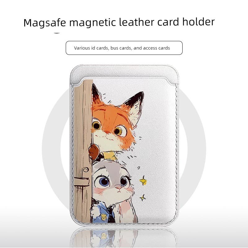 carteira magsafe [Porta-cartões magnético Magsafe] Crazy Animal City Nick Judy Adequado para iphone17 Couro 16/15 Desenh