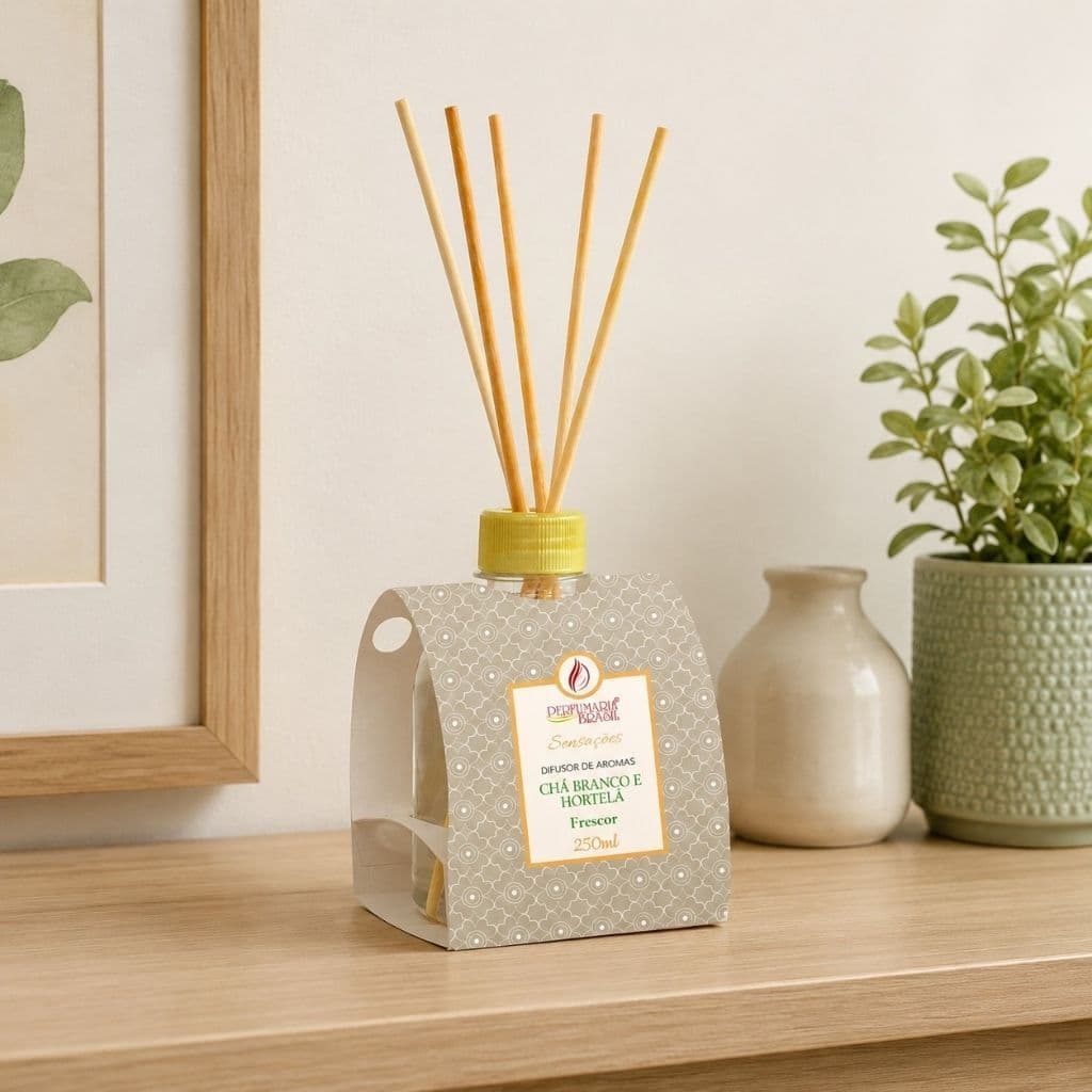Difusor de Aromas com Varetas 250ml Frescor Natural Aromatizador de Ambientes e Cheirinho de Casa