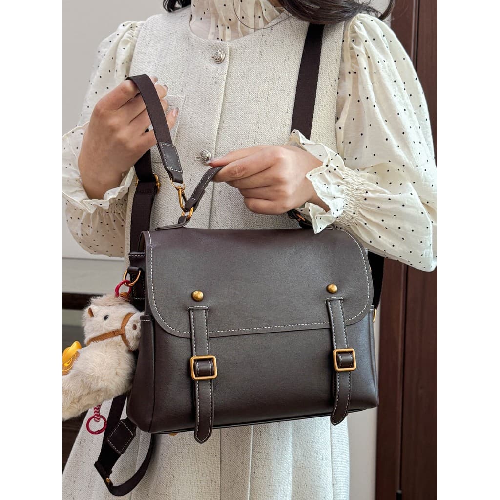 Retro estilo britânico mochila feminina multifuncional aleta saco do mensageiro estilo Preppy mochila de viagem na moda