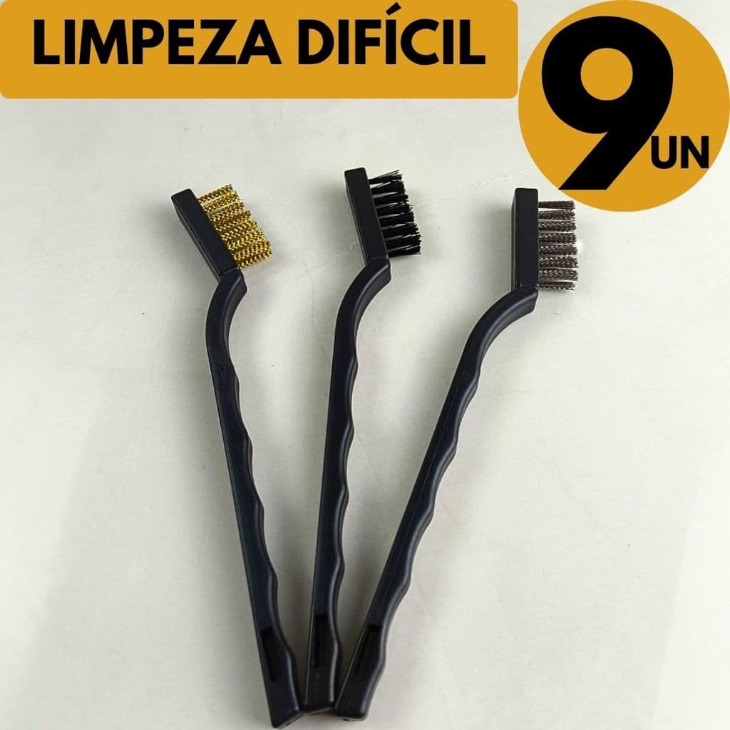 Escova de Aço Latão Nylon Kit 3 Multiuso Versatilidade Para Diferentes Limpezas Pesada e Ferrugem
