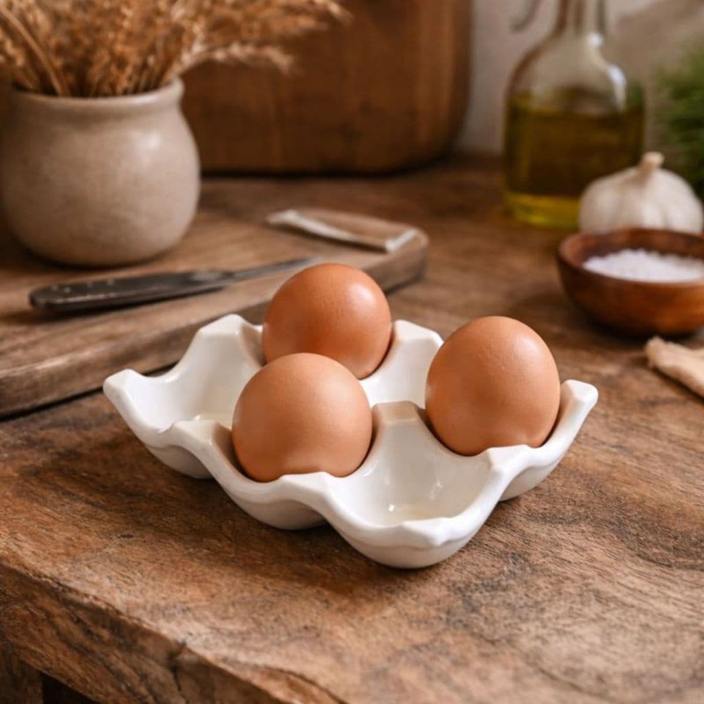 Bandeja porta-ovos em concreto artesanal Serena