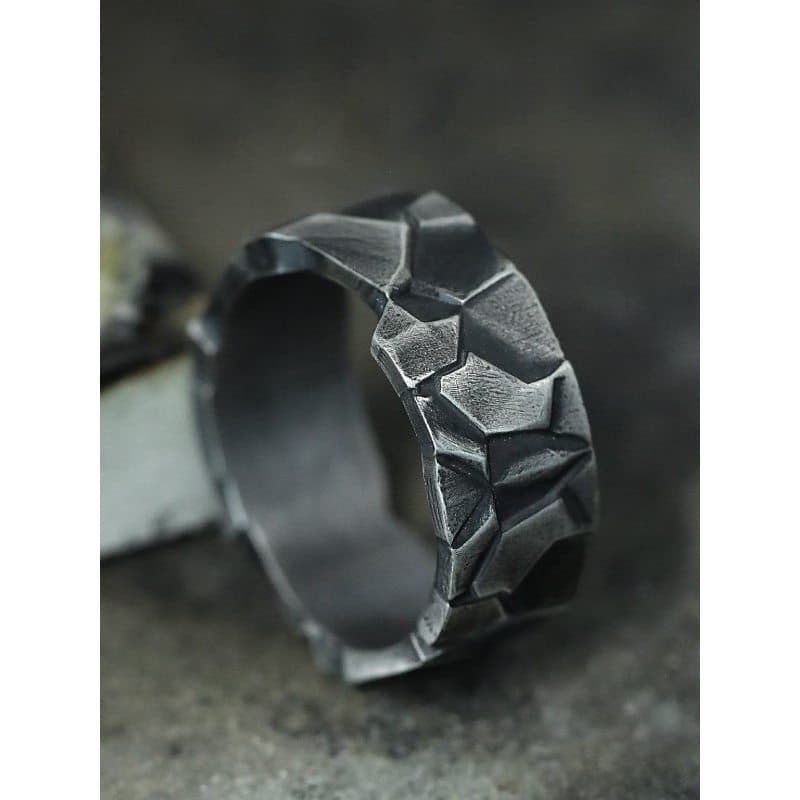 anel anel de namoro F4 Retro <Autodisciplina > Anel de menino High-End Feeling Thai Silver Trendy Masculino Nicho Cut An