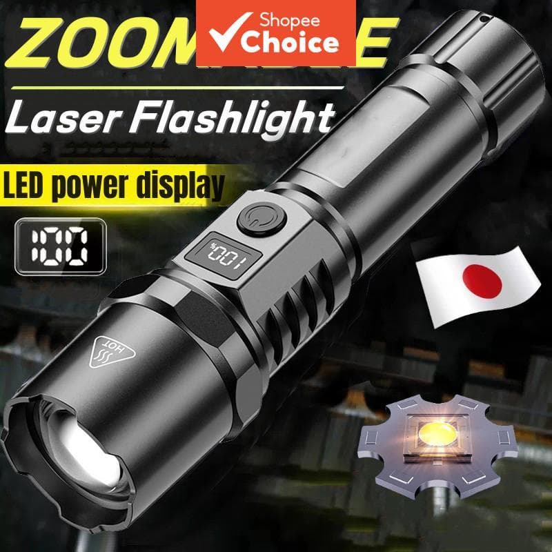 KENSUN Lanterna LED Zoom de Super Luminosidade Recarregável à Prova d'Água, Alta Potência para Uso Externo
