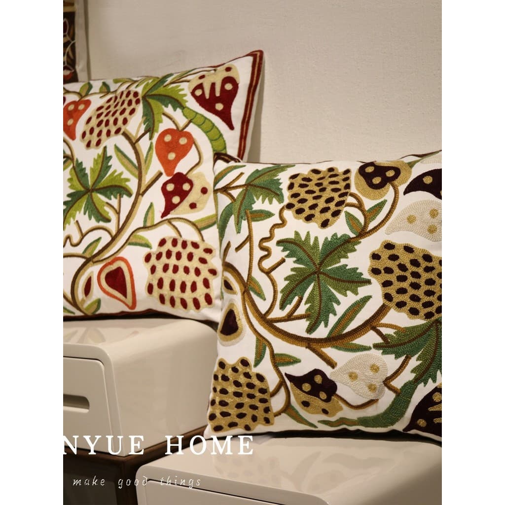 SANYUE HOME Retro Padrão Bordado Fronha Almofada Quadrada Bordado à Mão Decoração de Casa Fronha