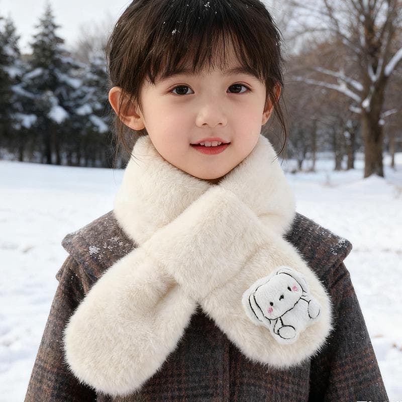 Cachecol de pelúcia quente crianças outono inverno versão coreana All-Match à prova de frio meninos meninas 2025 novo es