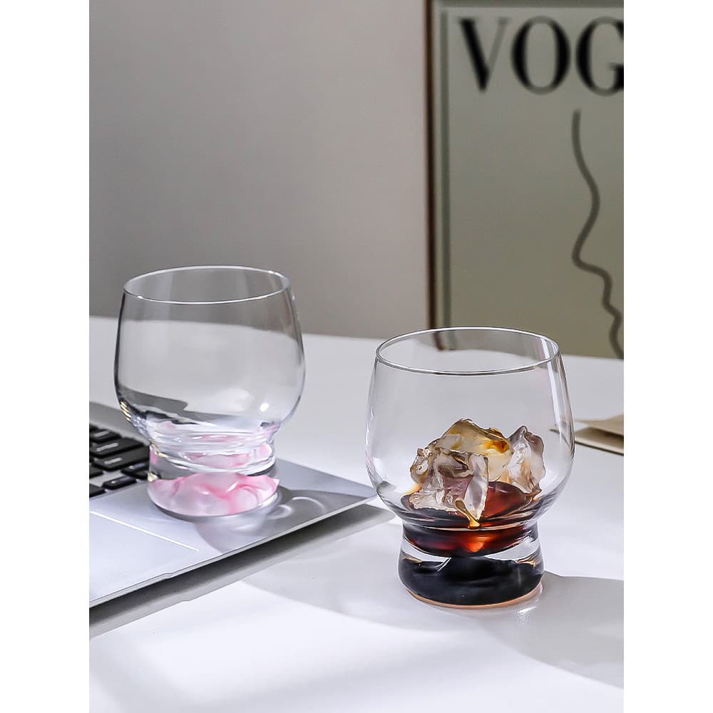 Nicho Design tambor gelo americano Latte xícara de café High-End vidro de visão copo de água suco tambor uísque copo