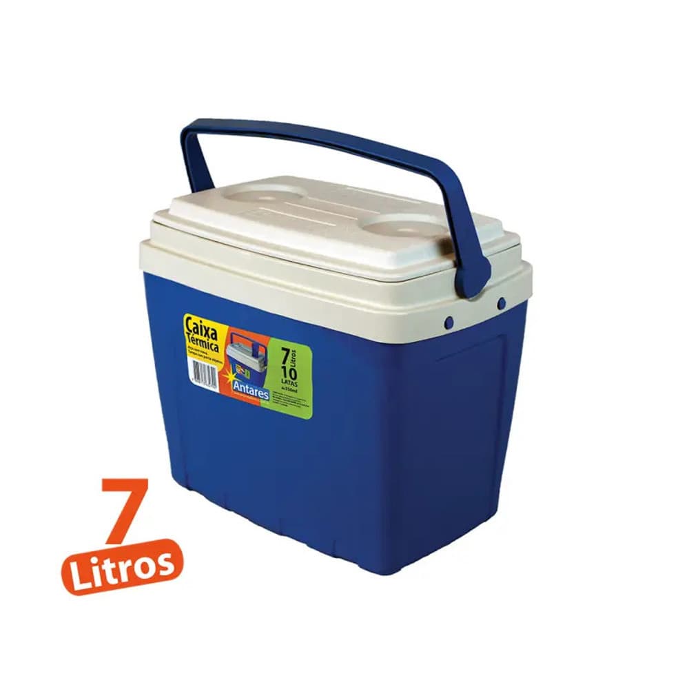 Caixa Térmica 7 Litros Porta Copos Camping Praia 10 Latas 7L