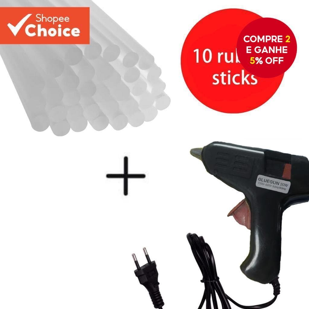 Pistola De Cola Quente 20w + 10 , 20 Ou 30 Bastões Revólver (110v E 220v) Profissional