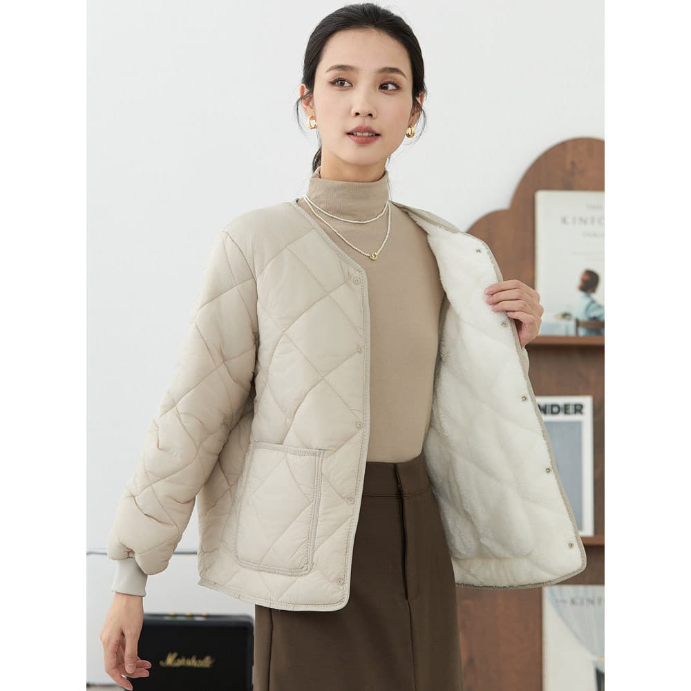 Jaqueta acolchoada feminina de lã leve espessada pequena jaqueta acolchoada outono inverno quente à prova de frio jaquet