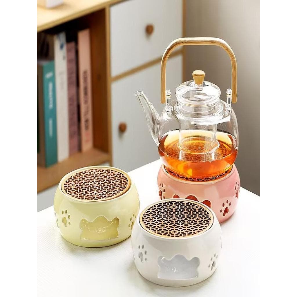 Bule de flores de vidro, fogão de chá quente, flor da tarde, pote de saúde, Base de aquecimento de velas, fogão de chá,