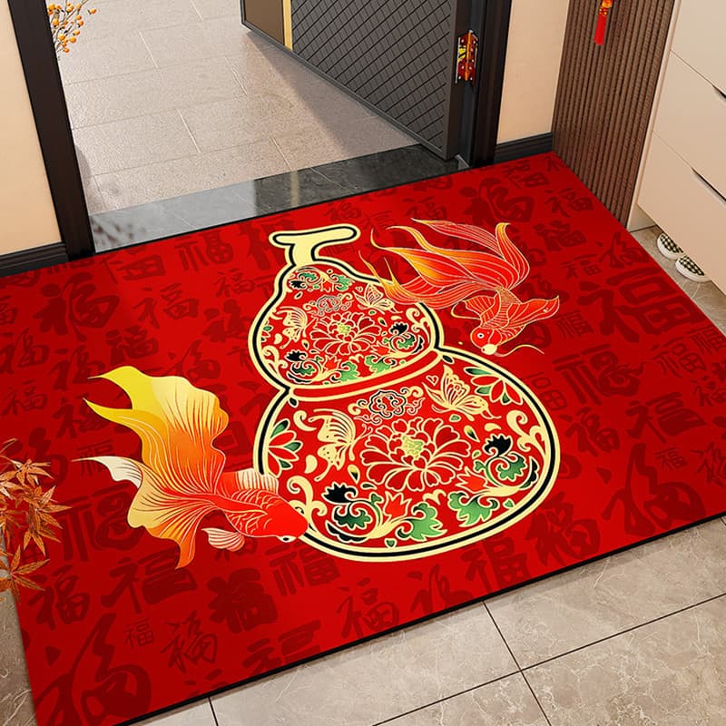 Cabaça Feng Shui Baifu tapete de chão porta entrada porta vermelha Housewarming nova casa tapete novo estilo chinês entr