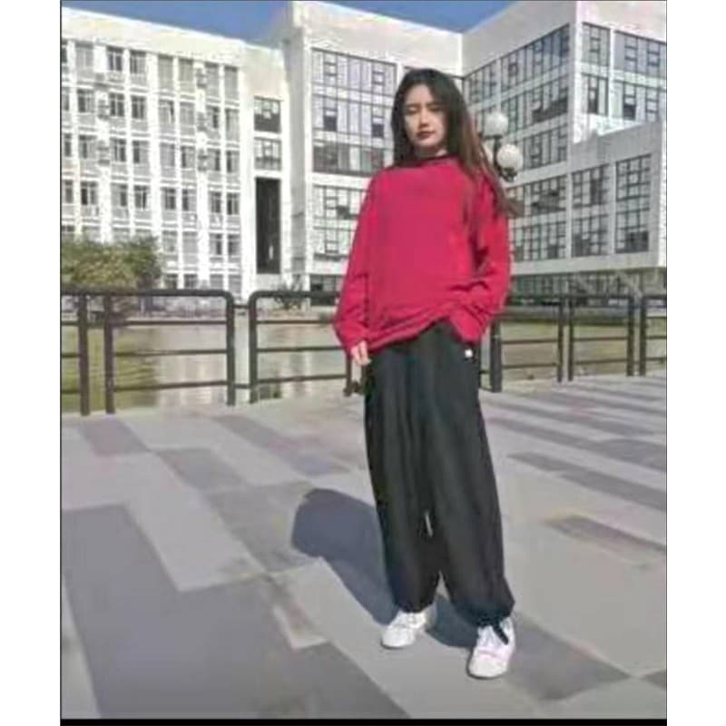 Tamanho grande cordão Bloomers feminino verão novo estilo estudante versão coreana solta cintura alta Casual em linha re